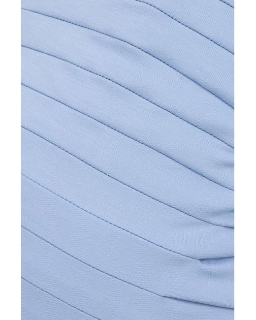 Nocturne Blue Ruched High-Neck Maxi Dress
