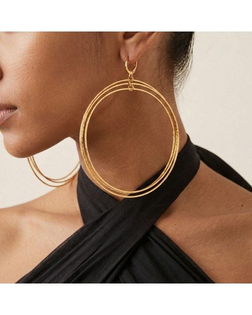 Jaredjamin Metallic Large Triple Halo Hoop Earrings