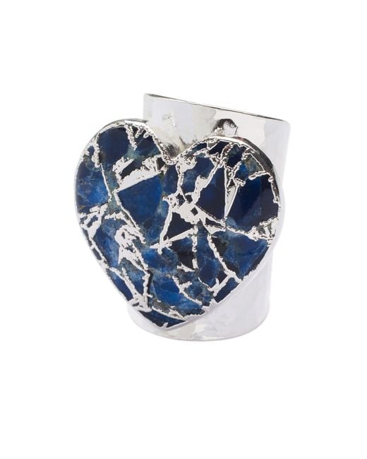 YAA YAA LONDON Blue Molten Heart Longline Stone Adjustable Ring