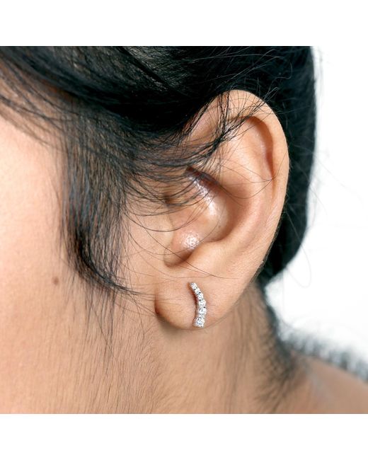 Artisan Metallic Natural Diamond In 18k Gold For Special Occasion Ear Climber Earring
