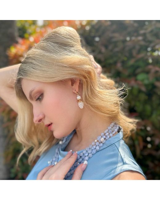 Farra Metallic Freshwater Pearls With Strawberry Earrings