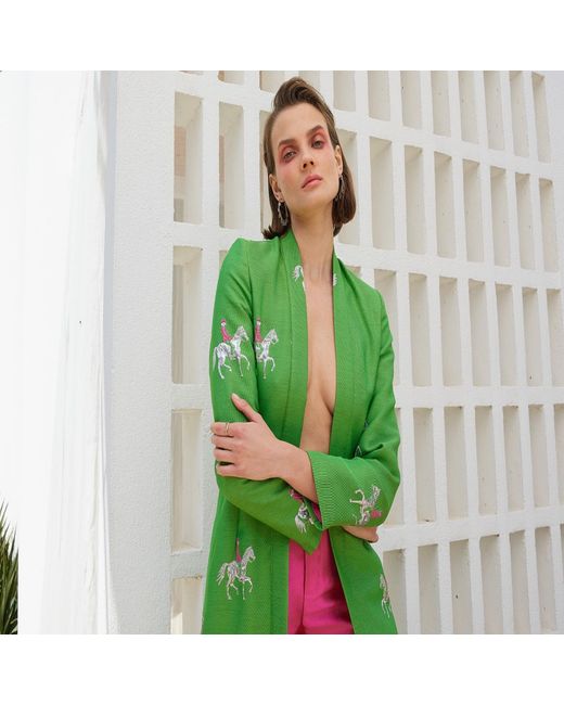Roqaia Fashion House Green Horse Jacket