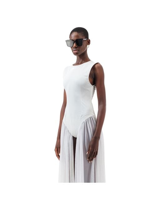 Úchè White Tulle Bodysuit