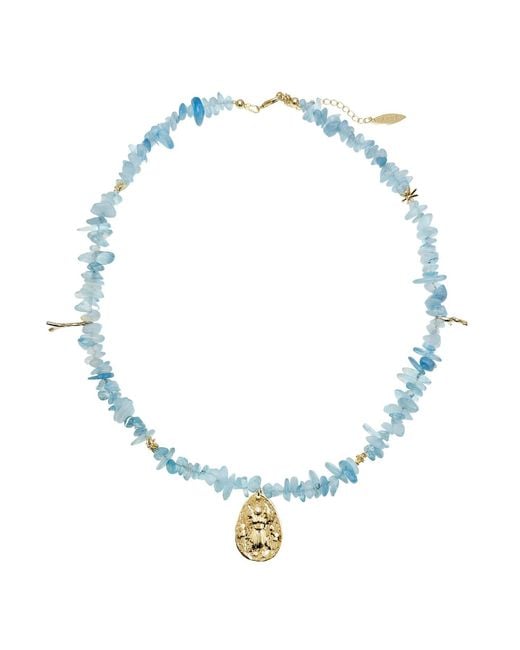 Farra Blue Irregular Aquamarine Pendant Necklace