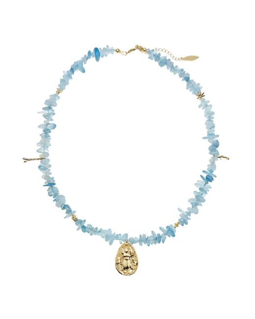 Farra Blue Irregular Aquamarine Pendant Necklace