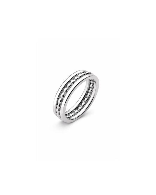 Gold & Honey White Beaded Band Ring