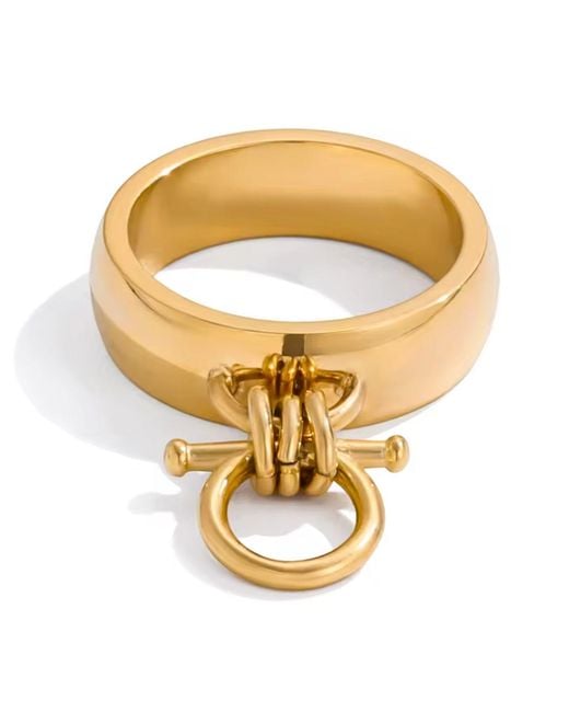 Olivia Le Metallic Circle Lock Ring