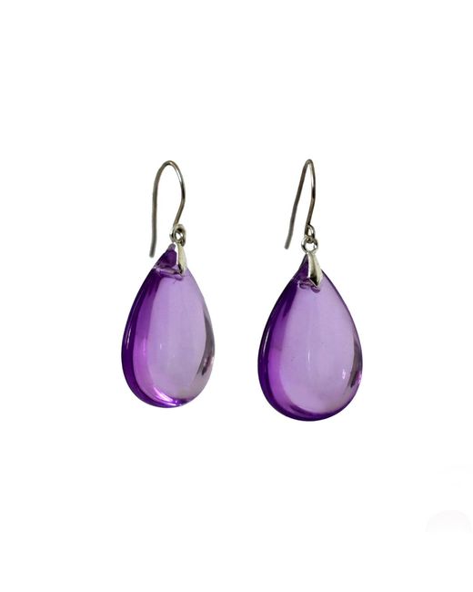 Laura Daili Purple Neutrals Amethyst Glow Glass Teardrop Earrings