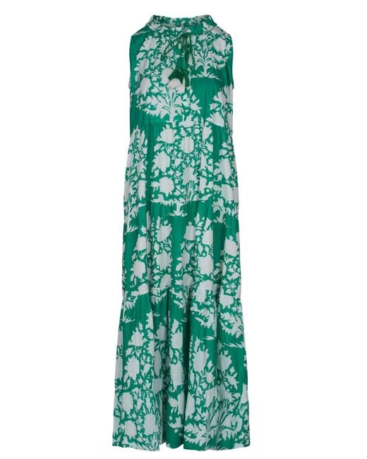 La Mandarine Green Summer Maxi Dress With Pockets. Beach Dress, & Ikat Cotton Maxi Dress