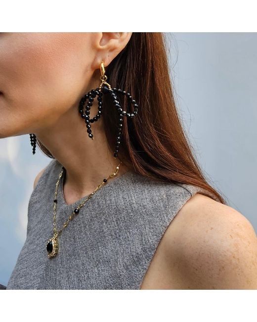 Farra Metallic Obsidian Gemstone Pendant Chain Necklace