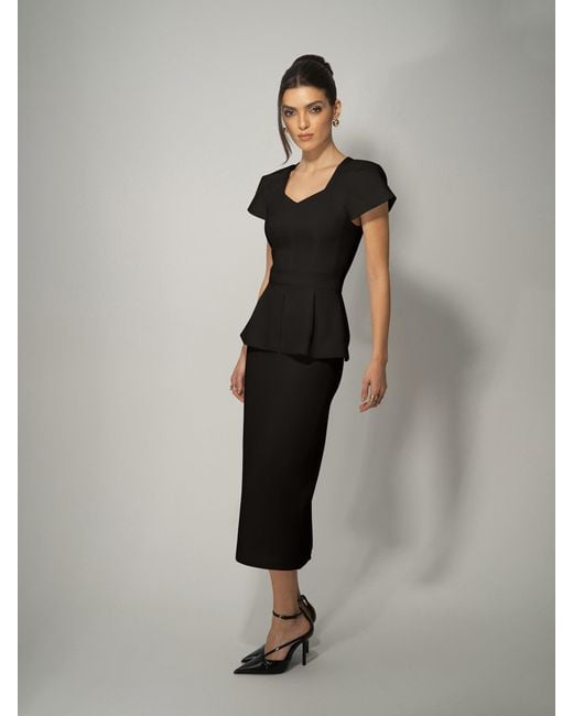 Tia Dorraine Black Short-Sleeved Fitted Top