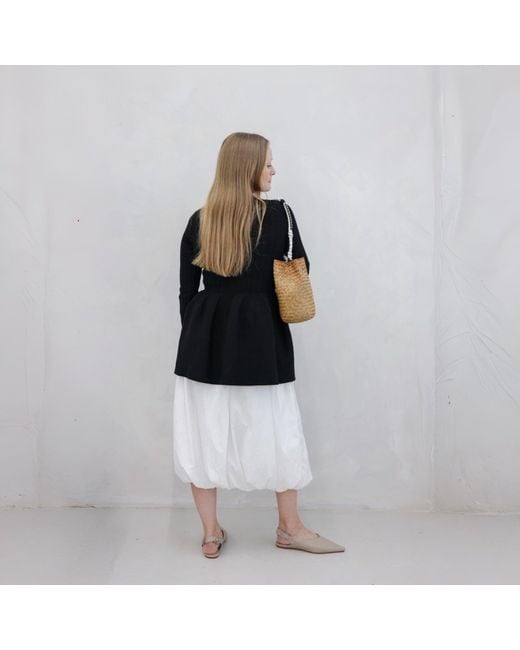 London Atelier Byproduct Black Knitted Peplum Cardigan