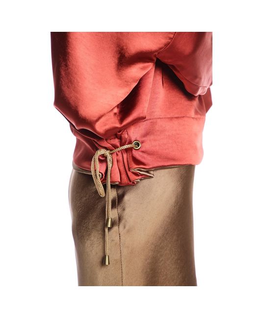 Silvia Serban Green Reversible Satin Blouse Kaki & Burgundy