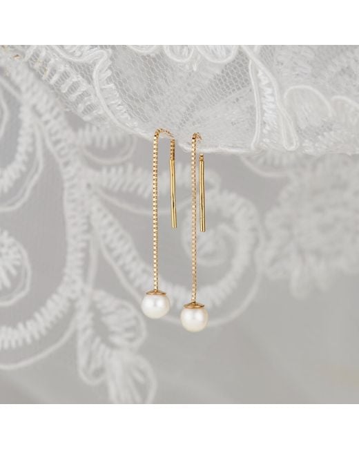 Posh Totty Designs Metallic Gold Pearl Thread Through Earrings