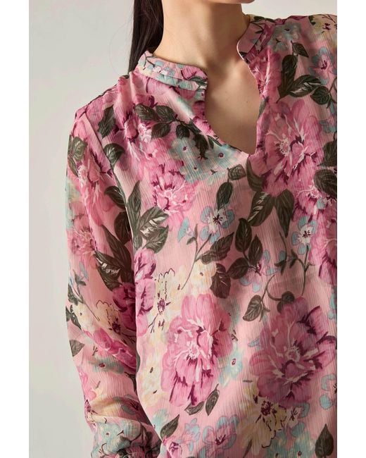 James Lakeland White Peony Print Blouse