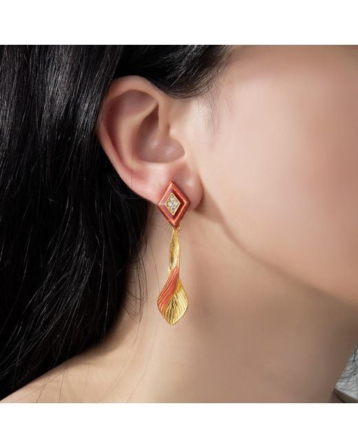 Milou Jewelry Orange Sugar & Infinity Drop Earrings With Zircon