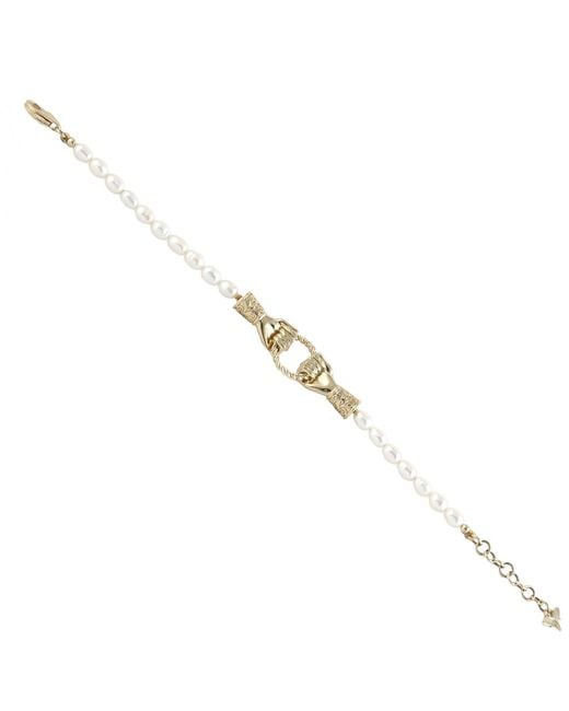 Artisan Metallic 14K Diamond, Freshwater Pearl & Thread Claddagh Bracelet