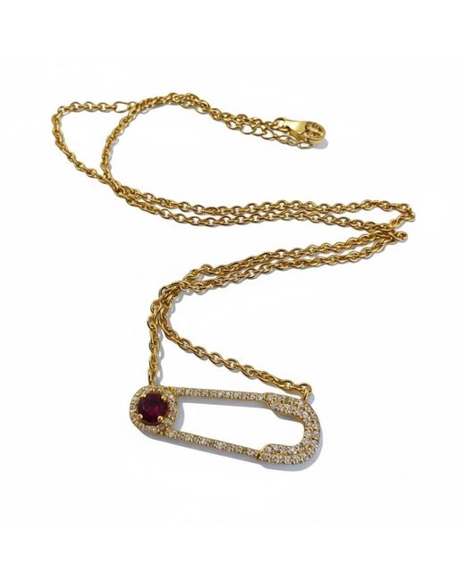 Figaru Fine Jewelry Metallic Safety Pin Necklace