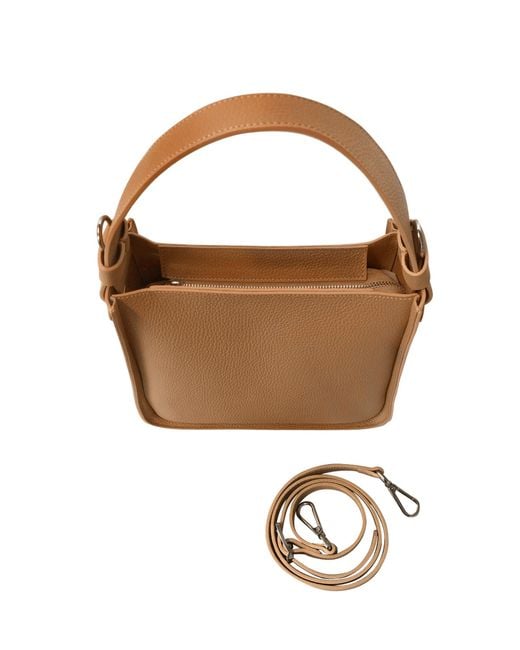 Le Parmentier Brown Duplo Medium Hammered Leather Top Handle Bag