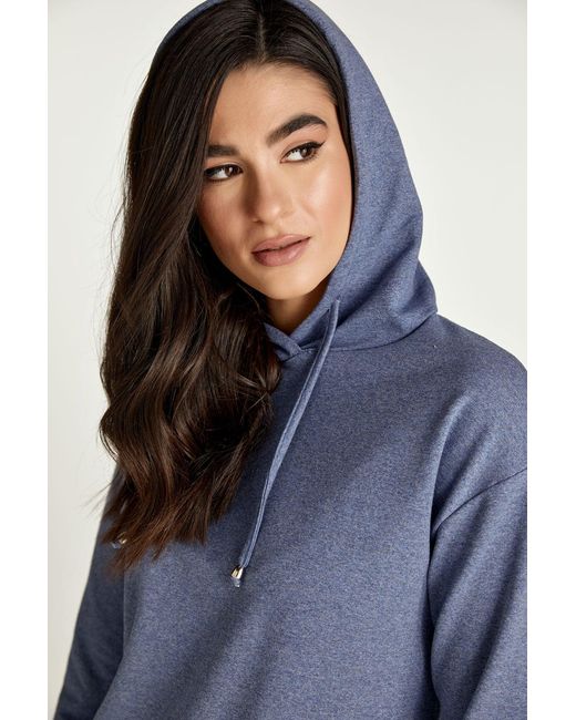 Conquista Blue Melange Hooded Mini Dress