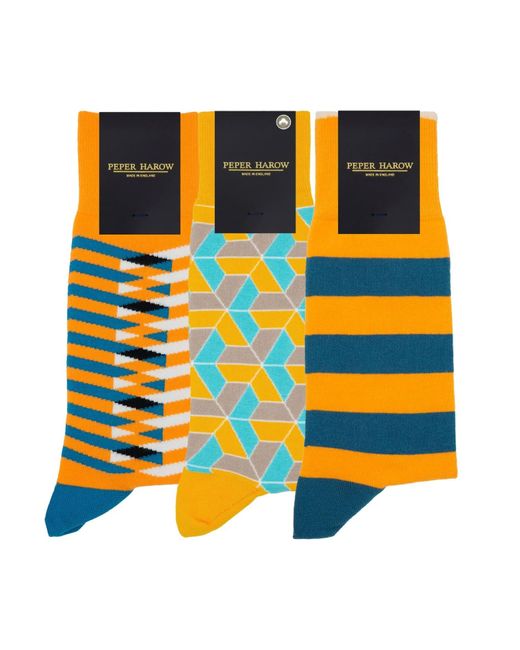 Peper Harow - Made in England Orange Organic Socks Bundle – for men