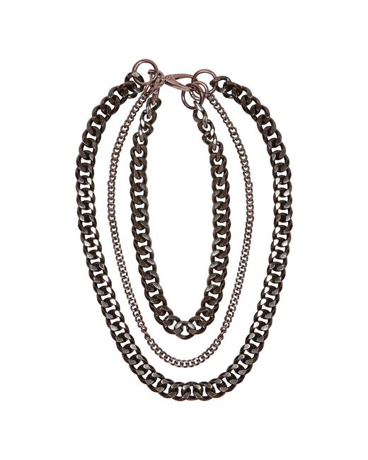 Sylvia Piechulla Metallic Chunky 3-Tier Aluminium Metal Chain Necklace