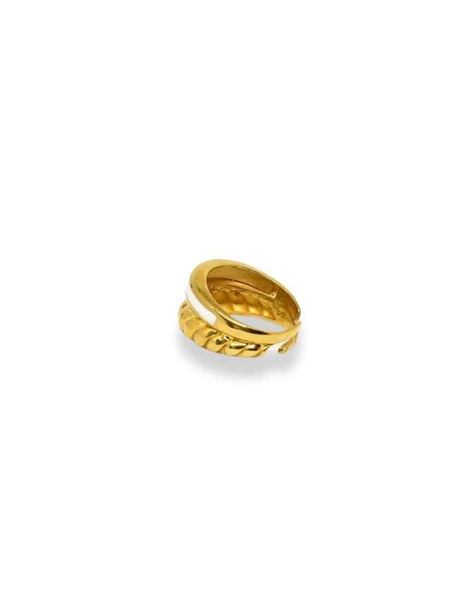 LINYA JEWELLERY Metallic Enamel Croissant Ring