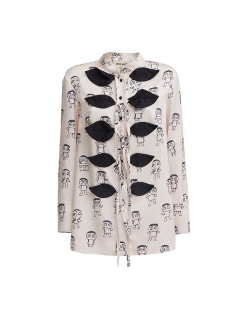Julia Allert Gray Neutrals Art Print Longline Blouse & Wide-Leg Co-Ord Set – Ivory