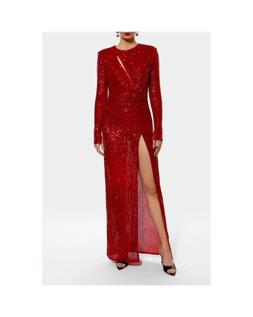 AGGI by HALEWSKI Red Adria Sparkle Sequined Maxi Dress
