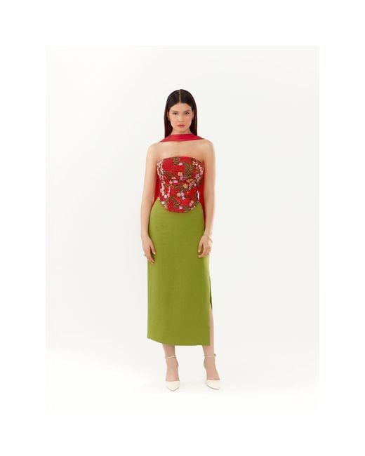 Elsava Green Verde Structured Skirt