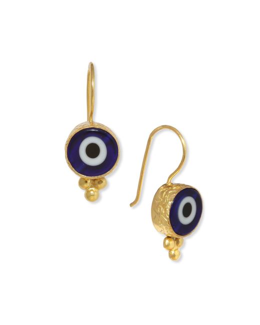 Ottoman Hands Blue Lina Evil Eye Navy Drop Earrings