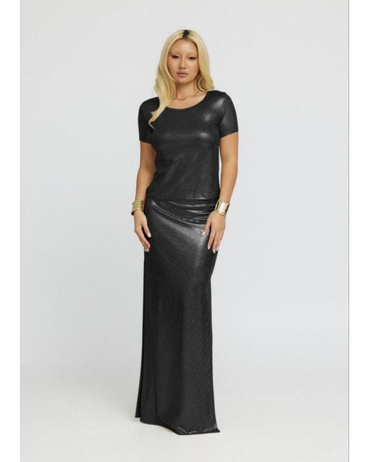 Why Mary Black Rhea Metallic Knit T-Shirt
