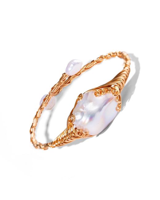 Ebru Jewelry Metallic Cleopatra's Treasure Baroque Pearl Arm & Cuff Bracelet