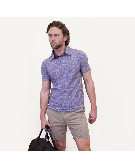 Lords of Harlech Purple Pietro Flower Field Polo Shirt for men