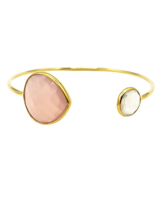 Harfi Metallic Vermeil & Chalcedony Gemstone Crystal Bracelet