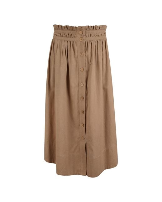 Em & Shi Brown Neutrals Twig Button Down Skirt