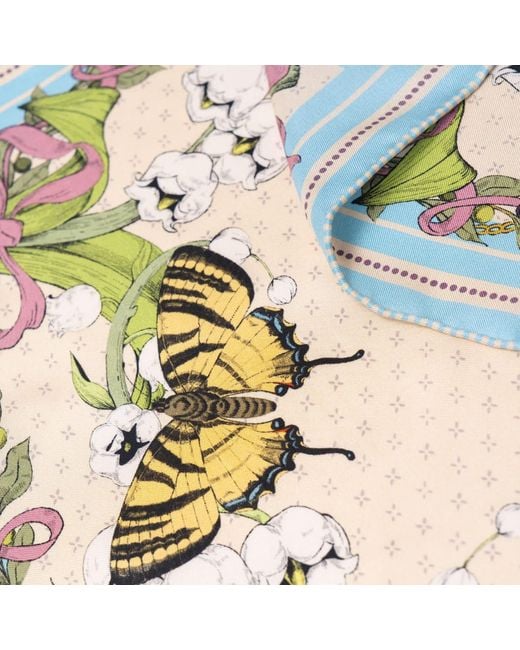 Asyii Metallic Neutrals Bloom Corner Hand-Rolled Silk Twill Square With Double-Face Printed