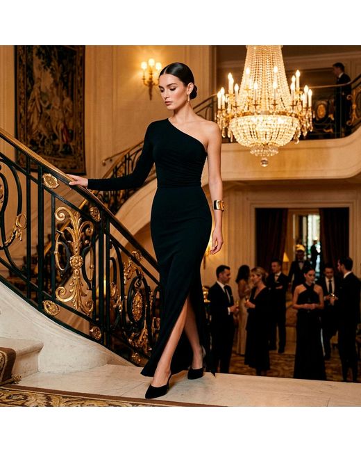 N'Onat Black Jennifer One Shoulder Party Body