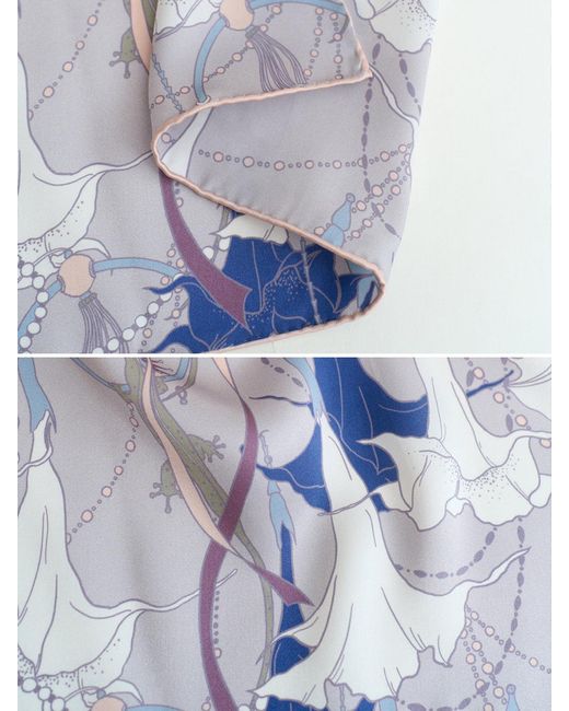 Lost Pattern Blue Datura Silk Pocket Square for men
