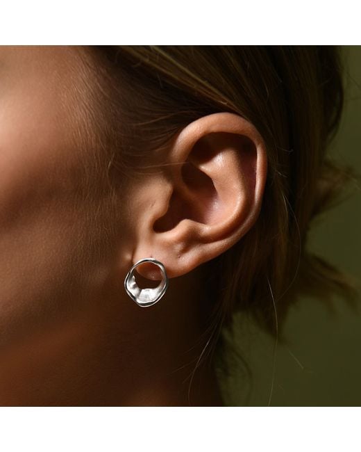 Janus Edinburgh Metallic Findhorn Sterling Textured Circle Whirlpool Earrings