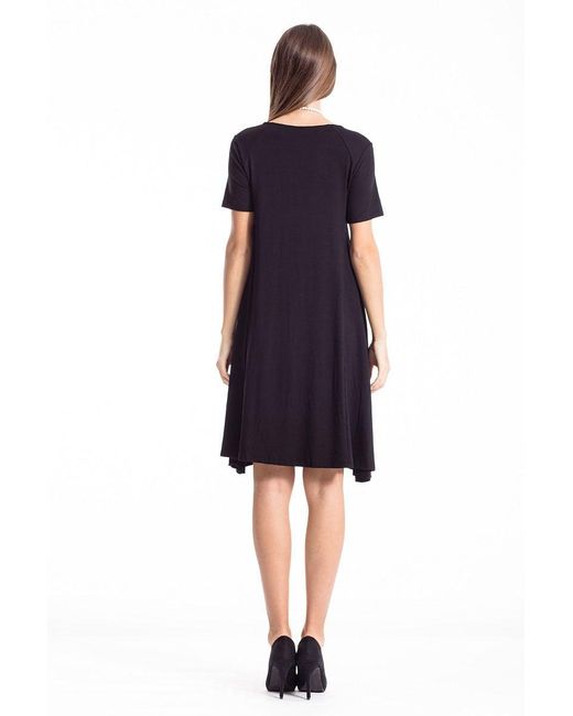 Conquista Black Dress With Uneven Hemline