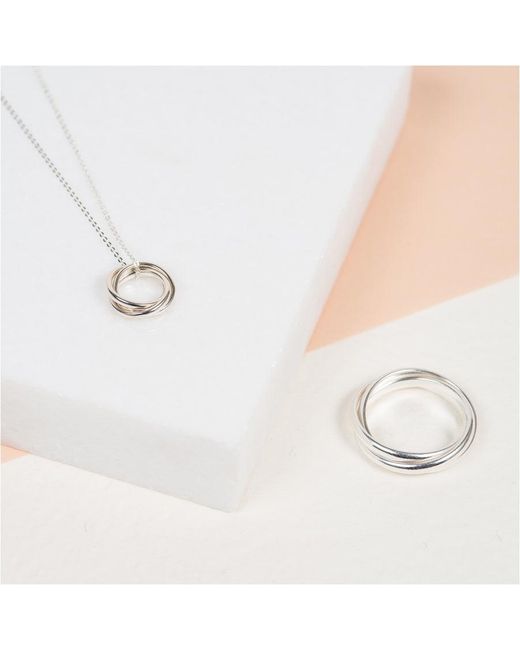 Auree Jewellery Metallic Knightsbridge Sterling Russian Wedding Ring Pendant Necklace