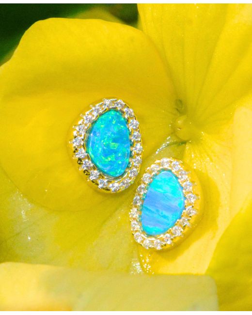 KAMARIA Blue Opal Pebble Stud Earrings