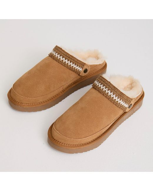 Pretty You London Brown Neutrals Hallie Sheepskin Multiway Slippers