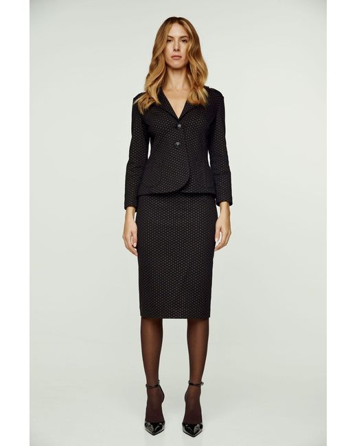 Conquista Black Print High Waist Pencil Skirt