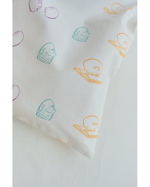 Lost Pattern White Eggheads Cotton Tote Bag