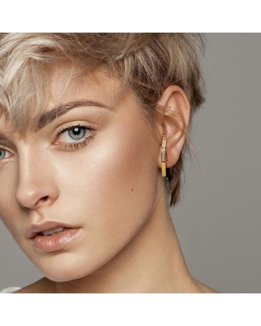 Meulien Metallic Arc Pave Cz Mismatched Earrings