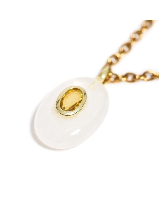 Kybele Studio Metallic Moon Tide Crystal Quartz Oval Pendant Necklace