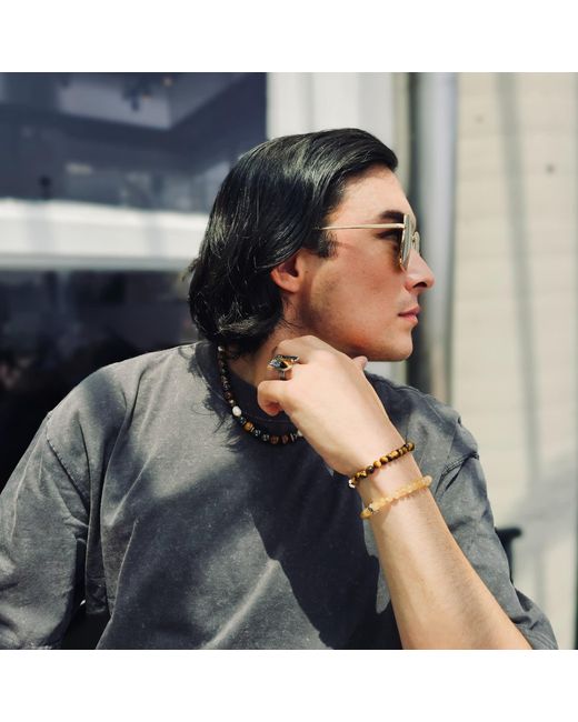 Farra Black Tiger-Eye Stone Flexible Bracelet for men