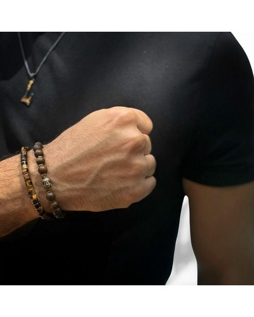 Ebru Jewelry Brown Nepal Spiritual Beaded Buddha Bracelet for men